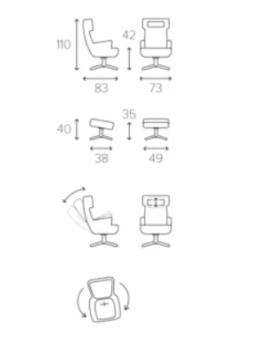 Fotel GLOBE marki CONFORM – obrotowy fotel z podnóżkiem zdjęcie 4